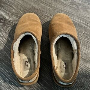 UGG Chestnut Suede Shearling-Lined Slip-On Slippers